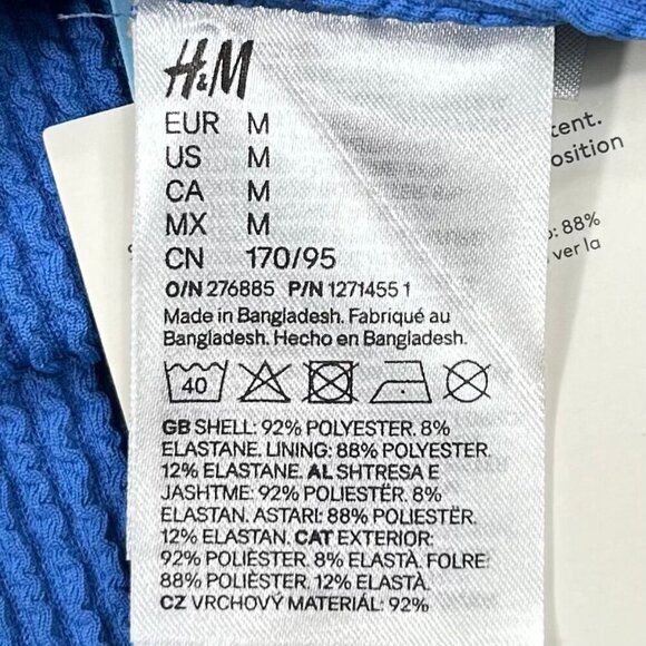 H&M Blue NWT High Leg One PiecePadded Cup Ribbed Swimsuit Size M - Picture 6 of 6